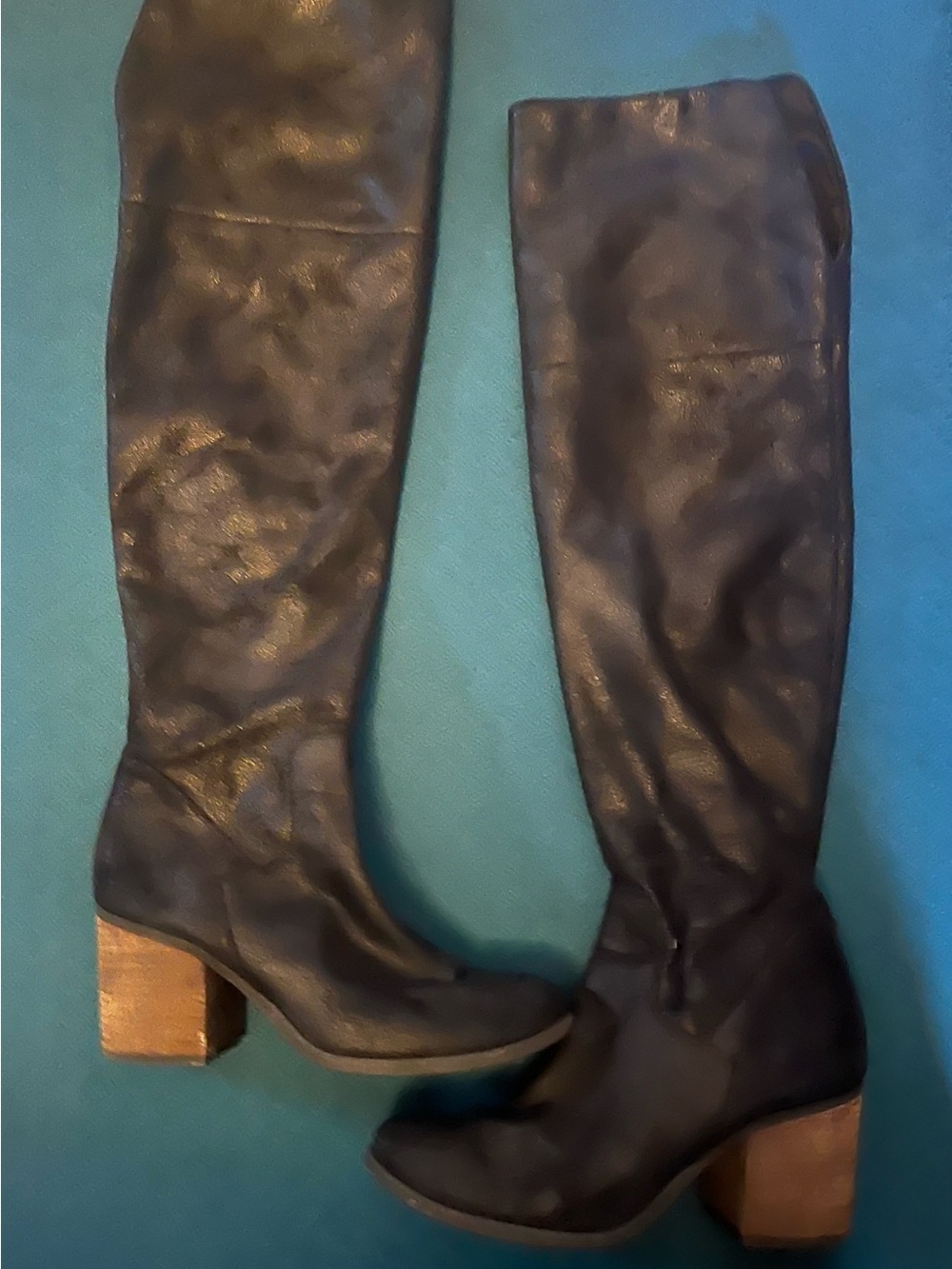 Source Unknown Black Over-the-Knee Block Heel Boots